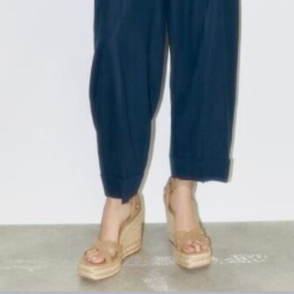 ZARA Lace Up Wedge Sandals Sandy Brown Size 38 NWOT - Picture 9 of 10